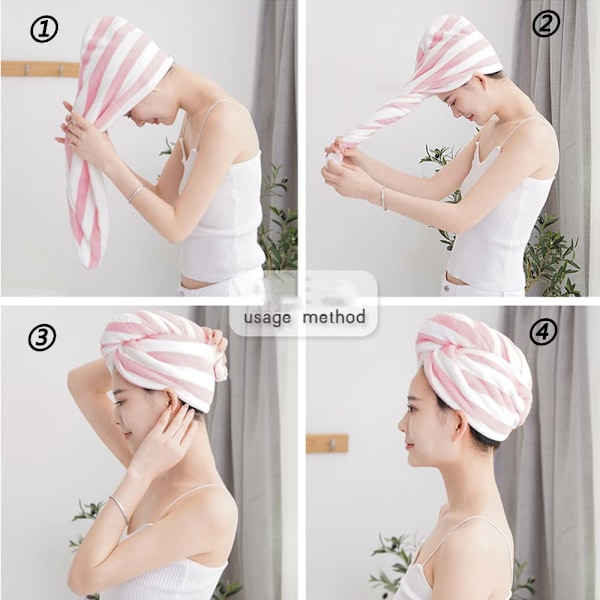 2 st mikrofiber handduk för hårtorkning efter dusch, damhandduk, snabb torkning, hårhatt, turban, huvudhandduk, badverktyg