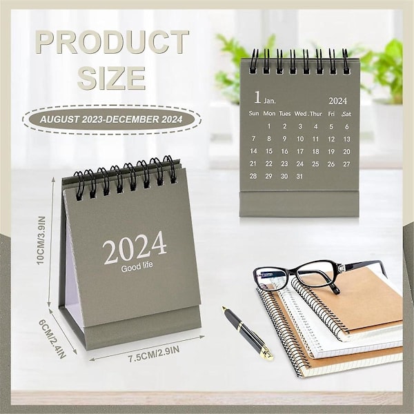 6 stk. Mini skrivebords kalender 2024, Mini skrivebords kalender 2023-2024 - Løper fra oktober 2023 til desember 2024, Sm