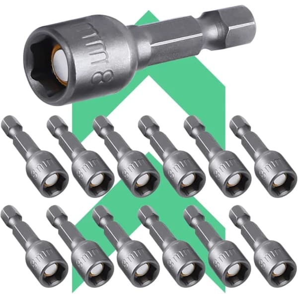 12-pak Socket Driver Bit Sæt Adaptere 8mm Hex 1/4 tomme Hex Driver Bit til Ledningsfrie Boremaskiner eller Skruetrækkere Tilbehør