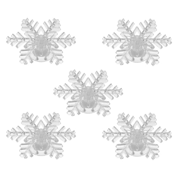 5 stk. Snøfnuggvinduslamper med sugekopp Fargerike LED-snøfnugglamper for julefest Vindusveggdekorasjon