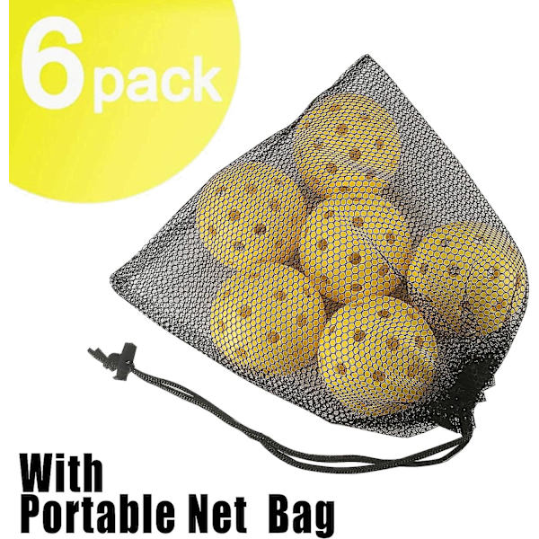 Pickleballs 6-pack Pickleball-bollar Uppfyller USAPA-krav | Välj inomhus eller utomhus | Dubbelton Luminous Grön Blå Rosa Tangerin Gul