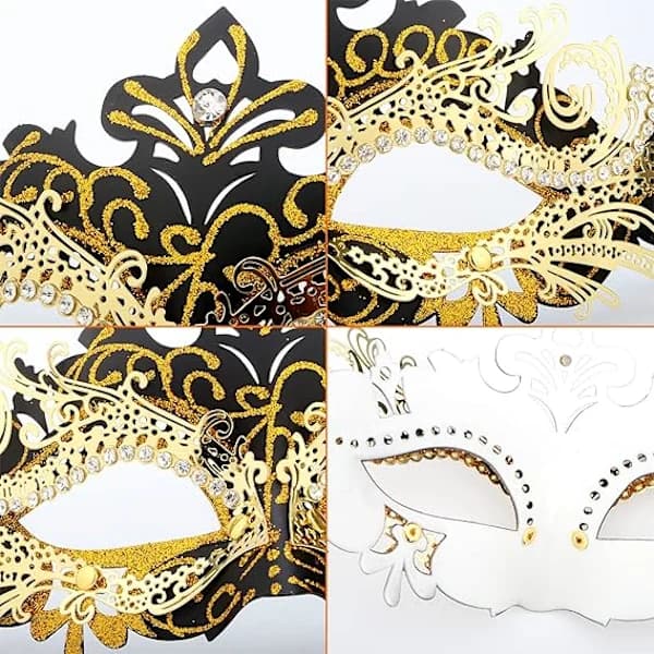 HA-Oceanisk venetiansk maske (sort guld), til maskerade og kostume, til