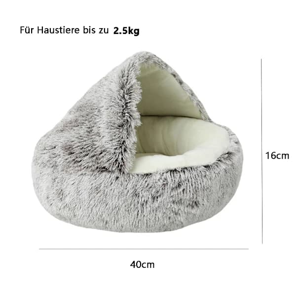 Varmt vinterrede halvt lukket kjæledyrseng 40 cm gradient kaffefarget kort lur