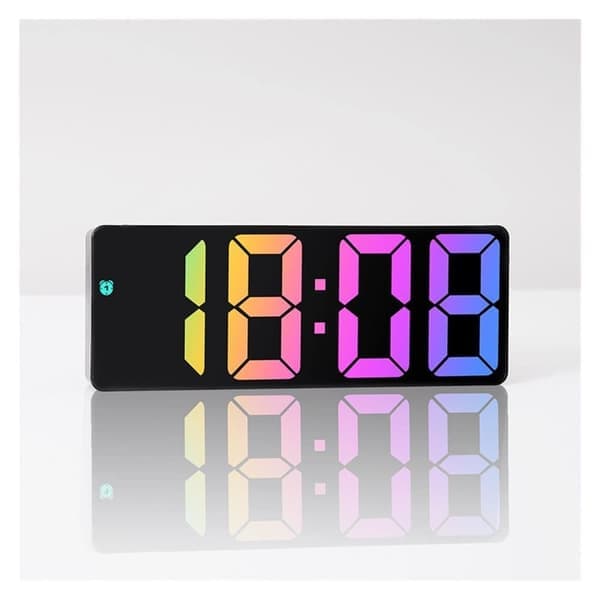 LED Digital Väggklocka - Extra stor display med tid, datum & temperatur | Sängbords-/väggklocka med larmfunktion