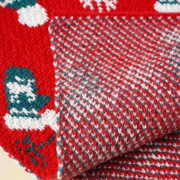 Unisex Jul Reinsdyr Snøfnugg Skjerf Høst Vinter Varm Strikket Langt Skjerf rød