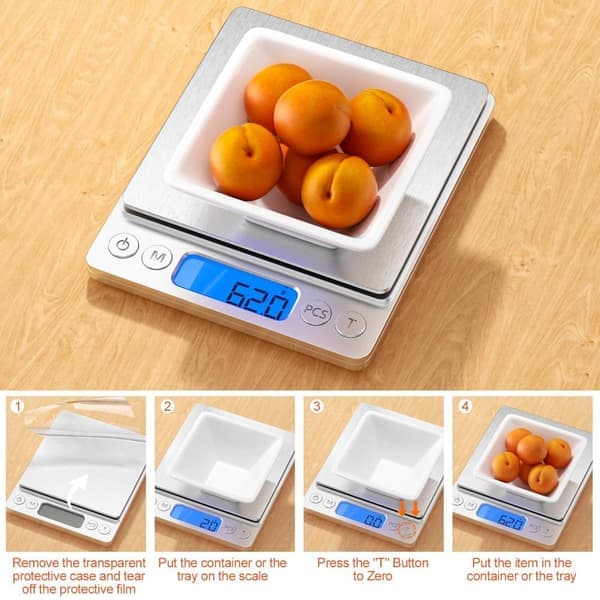 Kitchen Scale - Milligram Scale - Electronic Scale - 0.01 to 500 grams - Silver