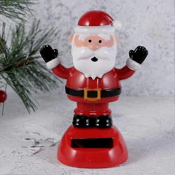 Santa Hode Ristende Solcellepynt til Juletre eller Bil Dashbord Sett med 2