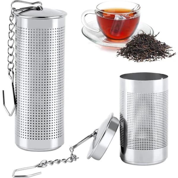 Te-infuser Te-filter Fine Hull 304 Rustfritt Stål Universal Tesil med Lokk Gjenbrukbart Te-filter for Tekanne Krus Kopp Glass
