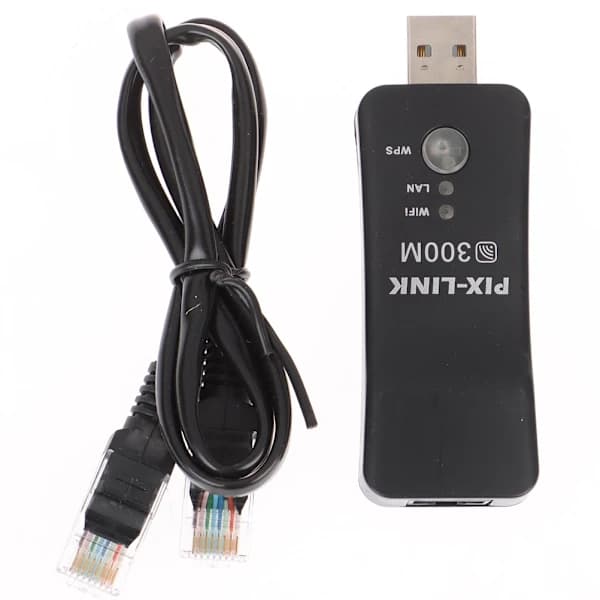 Trådløs LAN-adapter WiFi Dongle RJ-45 Ethernet-kabel