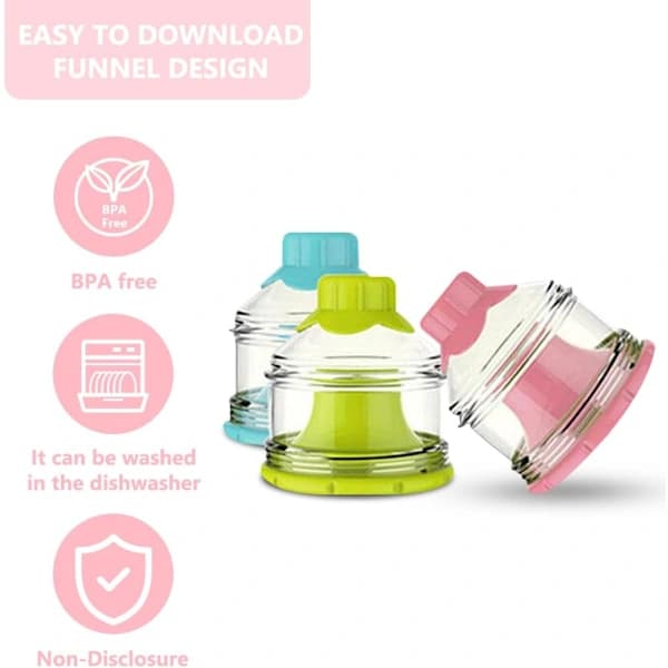HA~Stackable Milk Powder Container, 3 Compartment Stackable Milk Powder Boxes, Milk Powder Dispenser