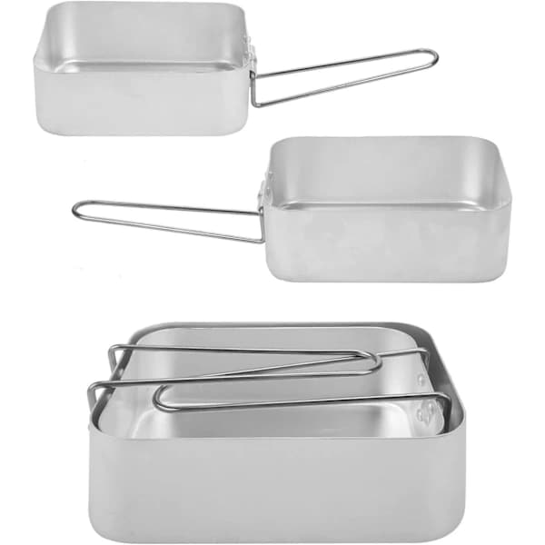 HA-sett med 2 stablebare matbokser i aluminium for camping og matlaging