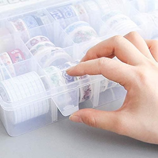 15 fack skrivbordsförvaringslåda för tejp, minitejprullar, transparent plastfodral, gör-det-själv-organisatör