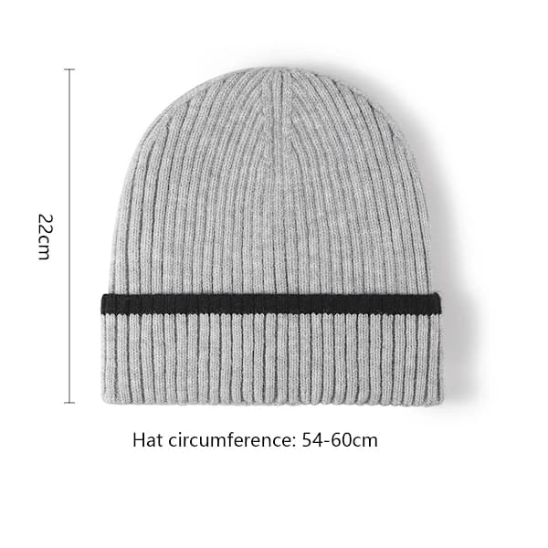 Luer for menn, strikket ullue, vinterluer for kvinner, tykt varmt fôr, lue for kvinner, kaldt vær, skull cap lysegrå
