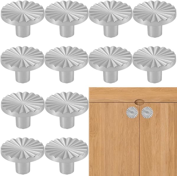 ABS Solros Skåpsknoppar, Enkelhål, 12-pack för Köksluckor, Byråar och Möbler, Krom, 38 mm