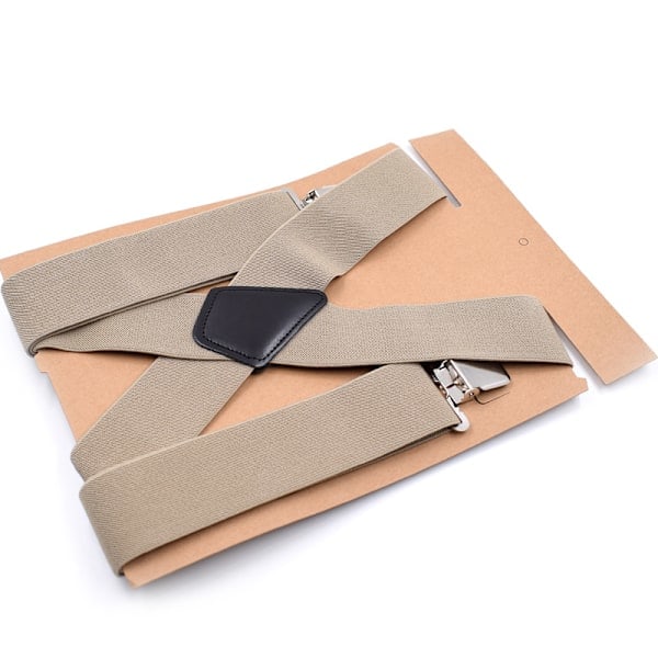 /HH/ Herrhängslen 5 cm Rygg Kraftiga Biker Snowboard Byxor Elastiska 4 Klämmor Khaki