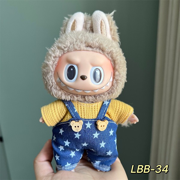 [HH] 17cm Labubu Dockkläder Vinyl Labubu Docka Mode Ersättningsdocka Tillbehör Ropa de muneca Vetements pour poupees LBB-34