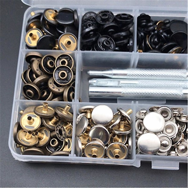 120 set tryckknappssats, metallknappar knapp läderhantverk nitar tryckknappar, 12,5 mm läder