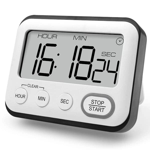 Kökstimer Alarmklocka Multifunktionell Digital Matlagningstimer med Stor LCD-Skärm Magnetisk Stoppur Timer med Klocka, Väckarklocka, Magnet Svart