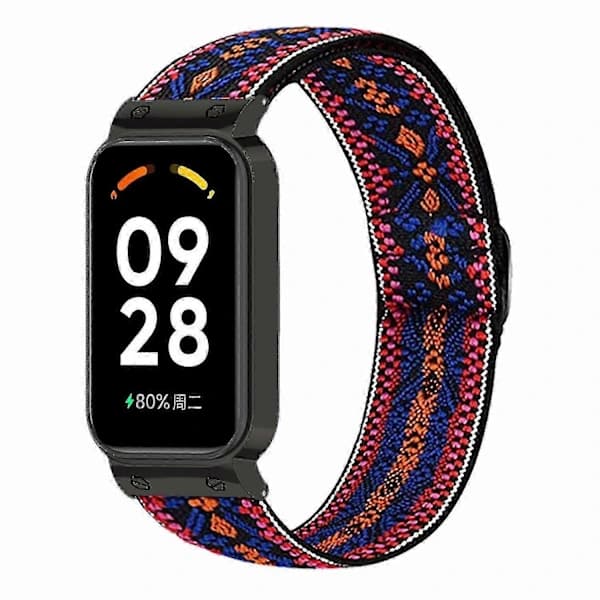 HA~Justerbart elastisk nylon urrem til Redmi Band 2, åndbart smartwatch armbånd Orange Pink