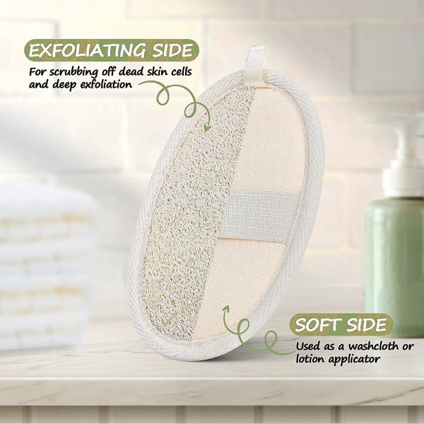 2-pak Luffa Svamp Pads Naturlig Luffa Och Frotté Exfoliat