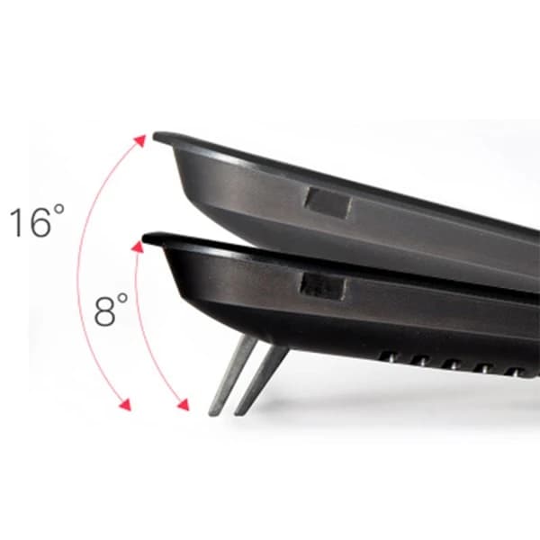 Metallpanel Dobbeltblæser Notebook Køler Høj Hastighed Stille Laptop Køleplade Slank Stativholder til 14 Tommer PC Computer Sort