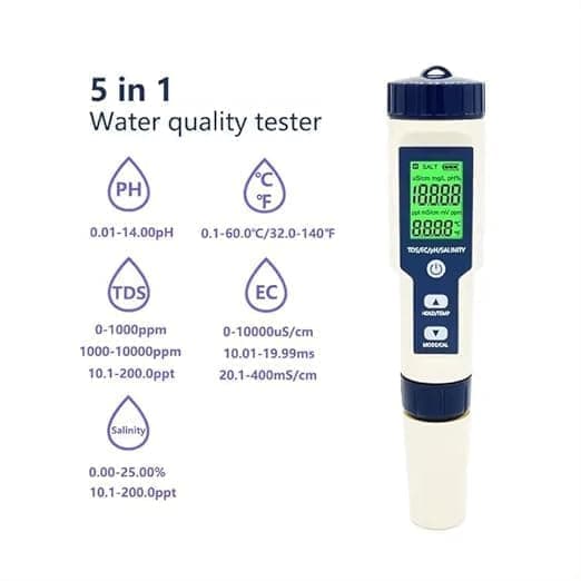 Digital pH-måler for vann - IP67, vanntester med bakgrunnsbelysning