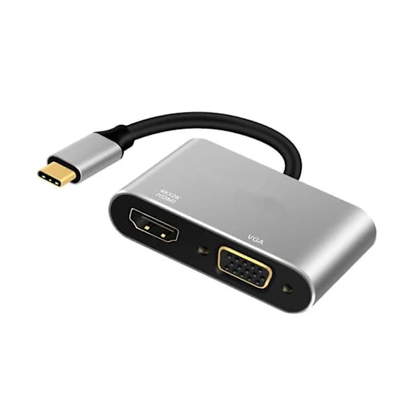 HA~2-i-1 USB Typ C Hub 4K HDMI & VGA Port Display Adapter Splitter