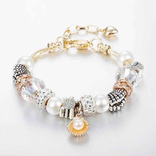 Charm armbånd for kvinner jenter perle strass charms justerbar