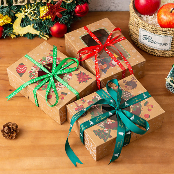 /HA/24 stk. julekake bakeri esker med vindu Godteri kjeks Godteri esker for gaver Mini pai esker for julefest Donuts, Cupcak