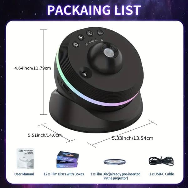 13-i-1 Galaxy Projektor – USB Natlampe Nebula Effekt – Rumlampe Stjerneprojektor