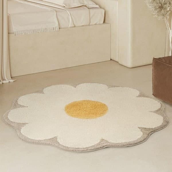 360Home Absorberende Skridsikker Badeværelsesmåtte Blomst 60cm 100*100cm
