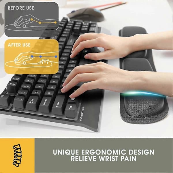 HA-Tastatur håndledsstøtte musemåtte, musemåtte tastatur håndledsstøtte sæt, ergonomisk håndledsstøtte med memoryskum
