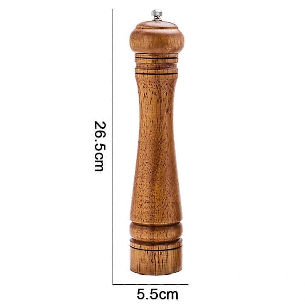 Peberkværn i træ, justerbar keramisk kværn til salt og peber (25 cm)