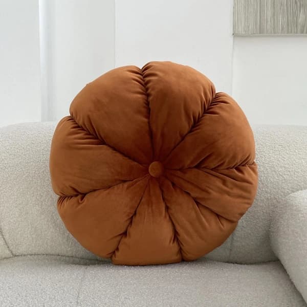 3D Græskarkude Dekorativ Pude Rund Velourpude til Sofa Seng Stol Blå 45CM Blå 45CM