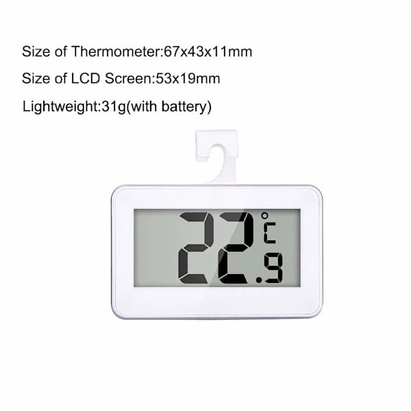 HA-2-pack LCD Digital Kylskåpstermometer med Hängkrok och Justerbart Ställ