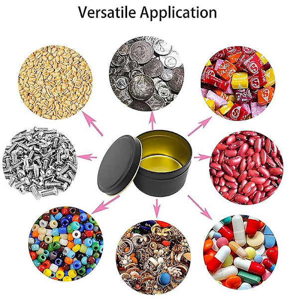 Ljusburkar, 24 stycken, 4 oz metalljusbehållare för att göra ljus, konst och hantverk, torr förvaring