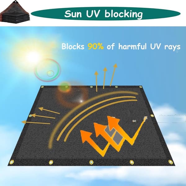 Solskærmdug, 90% Skygge UV-resistent Polyethylennet Med Forstærkede Tyller Til Terrasser, Haver, Drivhuse, Sort 2 X 3 M