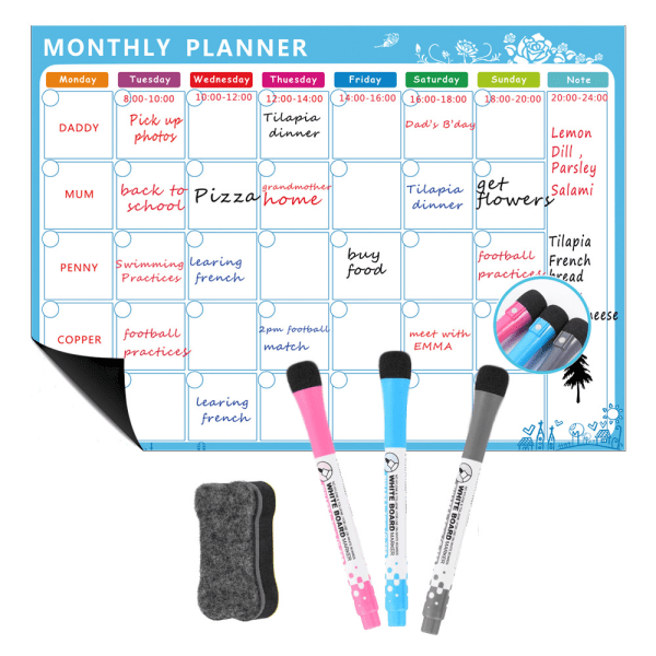 Tørkbar kjøleskapsmagnetkalender - Whiteboard magnetisk C