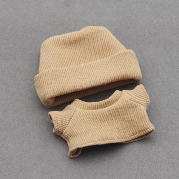 [HH]POPMART 17cm Labubu Första Andra Generationen Tröja T-Shirt Tecknad Leksak Docka Kläder Stickad Trådad Muddad Hatt Tillverkad av Bambu Khaki