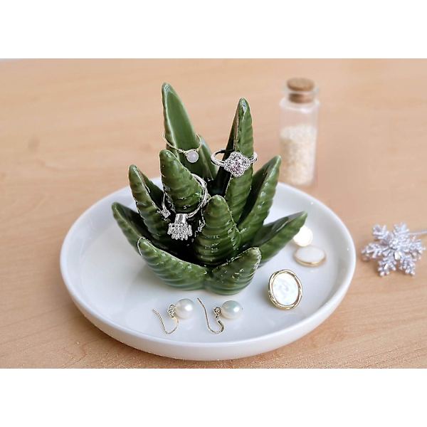 Aloe Ringholder, Kaktus Ringfad, Smykkeholder Nipsgenstandsbakke til Ringe Øreringe Halskædearrangør