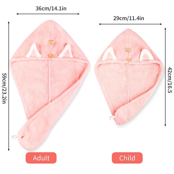 2022 latest Microfiber dry Hair Towel Cute Women And Child After shower Hair Drying Hat  Absorption Turban Towels Bathing Tools