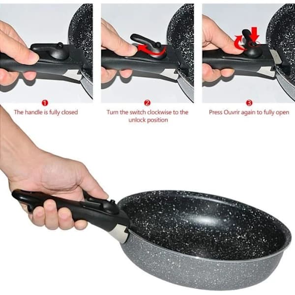 Universal Pan Handle, Removable Pot Handle, Non-Slip, Fits Most Pots with Edge