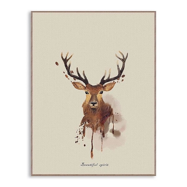 Wekity Triple Elk Wall Art Canvas Print Poster, Enkel Fashion Akvarel Kunstmaleri Dekoration til Hjem Stue Soveværelse Kontor (Sæt med 3 Uindrammet, 8'