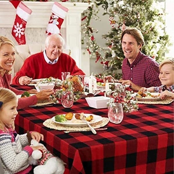 Julebordsduk Rektangel, Rutete Duk for Julebordsdekorasjon stil 1