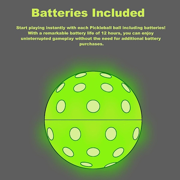 Glow In The Dark Pickleball Bollar: LED Light Up Pickleball Boll, USAPA Standard Outdoor 40 Hål PickleBollar med Grönt Ljus 4 Pack LED Light Up Pick