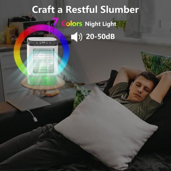 Bærbar Luftkøler 4-i-1 – Mini AC med 900 ml Vandtank, Ventilator & Luftfugter, 3 Vindhastigheder