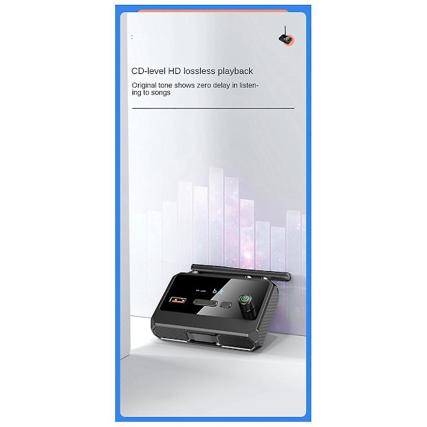Bluetooth 5.3 Digital Display Bluetooth-mottagare Fiberoptisk Koaxialadapter Stödjer U-skiva Mp3 Pl
