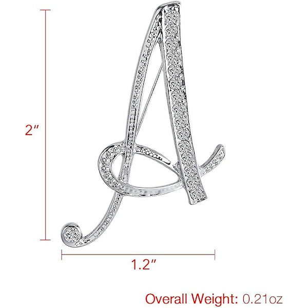 A-Z Initialer Brosch för kvinnor, Silverpläterad metall strass klar AAA+ kristall kavajslag stift broscher 1 st, WZ-1150R