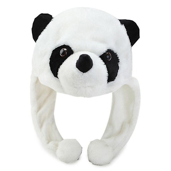 Søt plysjdyr panda lue med dusk pom pom ender lange stropper vinter varme luer