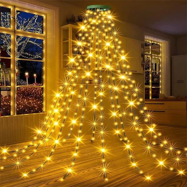 Heta 2025 LED Stjerne Juletrestjerne Lys USB Fjernkontroll}1,5 meter 200 lys}Farget Lys Color Light 1,5 meter 200 lys